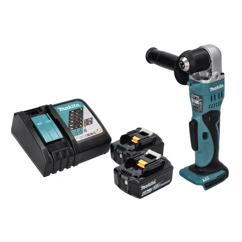 Makita DDA 351 RG Akku Winkelbohrmaschine 18 V - Akkuschrauber mit 2x 6,0 Ah Lithium-Ionen Akkus, 13,5 Nm Drehmoment und Schnellspannfutter für effizientes Arbeiten ohne Kabel.