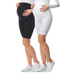 Be Mammy Umstandsleggings 2Pack - Kurze Baumwollleggings mit elastischem Bund - Umstandsmode: Bequeme 2Pack Umstandsleggings aus 94% Baumwolle, ideal für werdende Mütter mit elastischem Bund für optimalen Komfort.