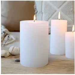 Chic Antique Rustic-Kerze Stumpenkerze Rustikale Kerze Macon Paraffin Weiß versch.Größen, Echtwachskerze, lange Brenndauer, Tropffrei, Russfrei, Geruchsfrei 16 cm