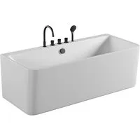 Tronitechnik® Badewanne Saria inkl. Schwarze Armatur - Luxus Badewanne (170x80x58cm) aus stabilen Acryl mit antibakterieller Oberfläche, 195L Füllmenge, inklusive höhenverstellbaren Standfüßen und modernem Design für ein entspanntes Badeerlebnis.