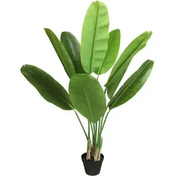Deko Pflanze Strelitzie 110 cm Hˆhe mit ‹bertopf grofle Bl‰tter Kunstpflanze