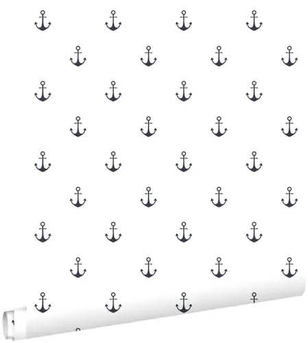 Tapete Anker Weiß und Dunkelblau - 138965 - von ESTAhome