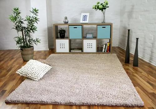 Snapstyle Luxus Hochflor Teppich Milano Beige - 100% Polypropylen, ca. 43 mm Florhöhe, weich & pflegeleicht, schadstoffgeprüft, ideal für Wohnzimmer, Schlafzimmer oder Flur - gemütlich & modern