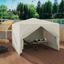 WOLTU Faltpavillon 3x3 m mit 4 Seitenwänden - Wasserabweisendes Partyzelt mit UV-Schutz 50+, höhenverstellbar und ideal für Gartenpartys oder Camping. Inklusive Tragetasche für einfachen Transport.