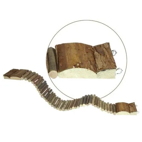 Elmato 10458 Nagerbrücke Hängebrücke Holzbrücke flexibel mit Rinde, 56x7cm