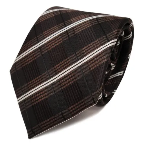 TigerTie Designer Krawatte in gestreift gemustert in braun von TigerTie