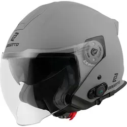 Bogotto Motorradhelm H586 BT Solid Bluetooth Jethelm, integriertes Kommunikationssystem,integriertes Sonnenvisier grau M