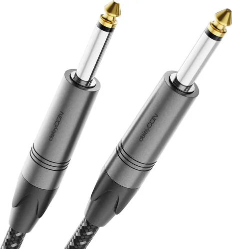 deleyCON 10m Instrumentenkabel 6,35mm auf 6,35mm Klinke Mono AUX - Studio Qualität - aus reinem OFC Kupfer (AWG24) - Klinkenkabel für E-Gitarre Bass Verstärker Mixer Keyboard