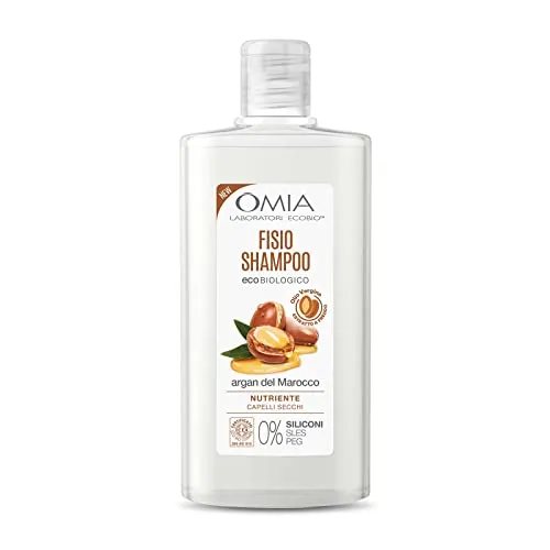 Omia, Fisio Shampoo Eco Bio con Olio di Argan del Marocco, Per Capelli Secchi, Nutriente e Ristrutturante, Adatto ad un Uso Frequente, Senza Siliconi, Dermatologicamente Testato - Flacone da 200 ml