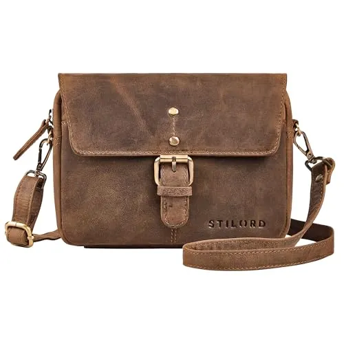 STILORD 'Belle' Elegante Umhängetasche Braun Damen Klein Leder Frauen Tasche Crossbody - Kleine Ledertasche zum Umhängen Abendtasche Partytasche Abnehmbarer Schultergurt