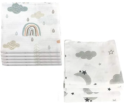 10x Spucktücher Mullwindeln Baby Baumwolle 80x70 cm | ÖKO-TEX - Mulltücher für Babys, vielseitig einsetzbar als Spucktuch, Stilldecke oder Wickelunterlage. 100% Baumwolle, extrem saugfähig und weich, schadstoffgeprüft nach ÖKO-TEX Standard 100.