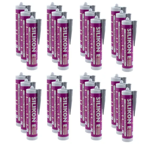 ARLI Silikon 24x 310ml grau, gebrauchsfertig, (Set, 24-tlg., 24er), Dusche Küche Fuge Fenster innen außen