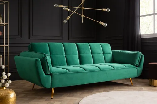 Riess-Ambiente Schlafsofa BOUTIQUE 213cm smaragdgrün mit Samt-Bezug - Elegantes Schlafsofa in smaragdgrün, ideal für stilvolle Wohnräume. Mit komfortabler Nosagfederung und zwei Zierkissen für zusätzlichen Komfort. Perfekt für entspannte Stunden.