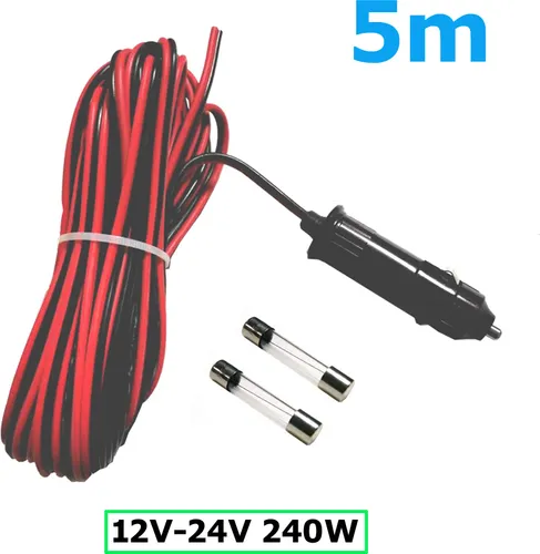 D73C Bolwins KFZ Zigarettenanzünder Stromkabel 5 m – 12V/24V Auto & LKW Anschlusskabel, 240 W