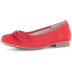 Gabor FLORENZ Ballerina - Komfort Businessschuh mit Blockabsatz - Halbschuhe mit Elastikeinfass und OPTIFIT-Wechselfußbett für optimalen Tragekomfort, in Weite G und stilvollem roten Ziegenveloursleder.