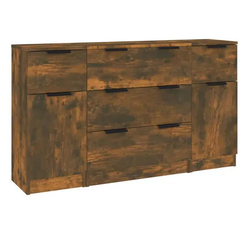 vidaXL 3-tlg. Sideboard-Set Räuchereiche in braun von vidaXL