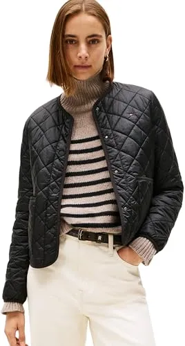 Tommy Hilfiger Damen Steppjacke Padded Quilted Wasserabweisend, Schwarz (Black), XXL