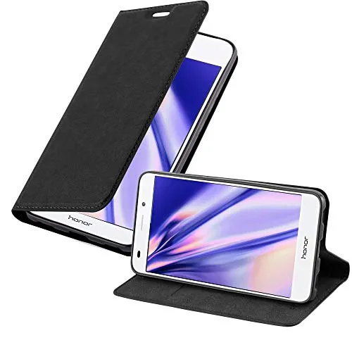 Cadorabo Hülle kompatibel mit Honor 5C aus Premium Kunst Leder Flip Klappbare Stoßfeste Magnetische [Standfunktion] [Kartenfächern] Cover Hülle für Honor 5C Tasche in Schwarz