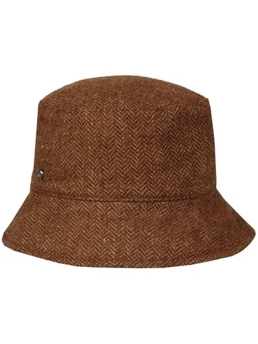 LOEVENICH Gefütterter Bucket Hat | Fischgrät-Design | 100% Wolle | OneSize | Damen - Stylischer gefütterter Bucket Hat mit verstellbarem Größenregler für optimalen Sitz. Ideal für kühle Tage und vielseitig einsetzbar – ob beim Spaziergang oder im Alltag. Hochwertiges Futter sorgt für Komfort und Wärme.