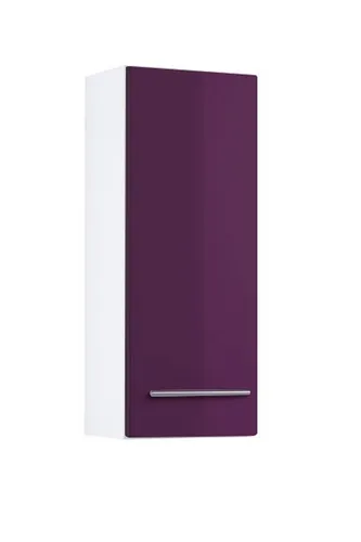 Bad Hängeschrank Parma – Hochglanz Aubergine, 25 cm breit - Moderner Hängeschrank für Gäste-WC oder Badezimmer, platzsparend mit 25 cm Breite, in elegantem hochglänzenden Aubergine. Ideal zum einfachen Zusammenbauen und Wandmontieren.