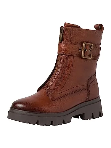 Tamaris COMFORT Damen Stiefeletten aus Leder mit Reißverschluss, Braun (Cognac), 39 EU - Hochwertige Leder-Stiefeletten mit Wechselfußbett für individuellen Komfort. Der Comfort Fit sorgt für eine optimale Passform und ein angenehmes Tragegefühl – ideal für jeden Anlass.