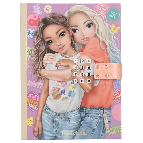 Depesche 13621 TOPModel Girl Power - Tagebuch mit Zahlen-Code und Sound, Buch in Pink, mit Model Motiv und 192 linierten Seiten