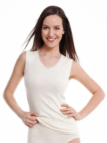 Damen Angorawäsche Hemd ohne Arm Größe L von Medima