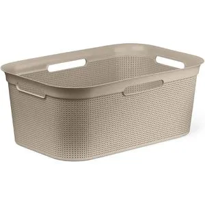 Rotho Wäschekorb Brisen, cappuccino, mit 4 Griffen, aus Kunststoff, 59,6 x 23,2 x 39,6 cm, 41 Liter