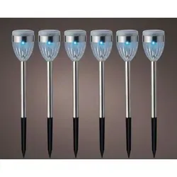 LED Solar Außenleuchten 24,5cm Edelstahl mit Farbwechsel 6er Set - Grau