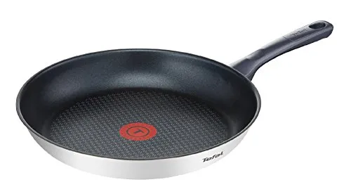 Tefal Daily Cook - Bratpfanne aus Edelstahl, niedrig, 24 cm, mit robuster Beschichtung, langlebig und sicher, Thermo-Signal, ergonomischer Griff gegen Verbrennungen, geeignet für alle Herdarten (PFOA-, blei- und cadmiumfrei)