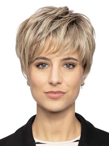 Perücke Magnolie - Modische Kurzhaarfrisur mit asymmetrischem Schnitt Aufspringender Hinterkopf Hitzebeständige Faser Damenperücke stilvoll & pflegeleicht