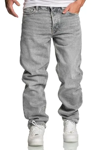 Produktbild Amaci&Sons Herren Loose-Fit 90s Denim Jeans Hose Straight Baggy 7025 Grau W38/L32