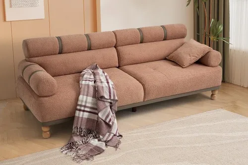 Braunes 3-Sitzer Designer Sofa aus Textil - Elegantes Sofa für das Wohnzimmer, modern im Design. Mit hochwertigem Polsterstoff und bequemer Sitzfläche für entspannte Stunden. Maße: 238 x 96 x 86 cm, ideal für Jugendliche und Erwachsene.