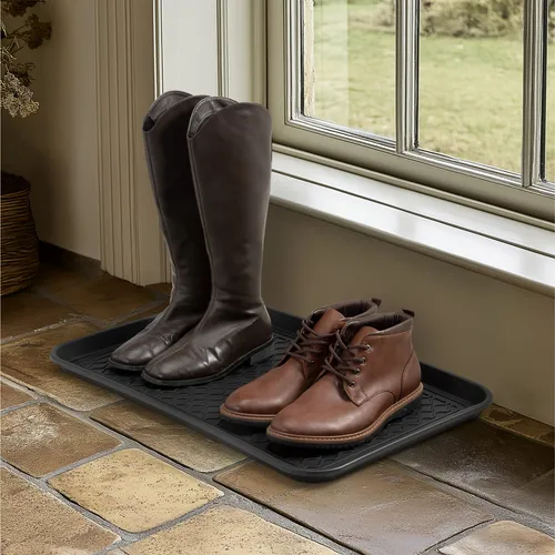 Navaris 3X Schuhablage medium - Schuhabtropfschale für nasse Schuhe - Schuhablagen für den Eingangsbereich, schützen deinen Boden vor Nässe und Schmutz und ermöglichen die Trocknung der Schuhsohlen. Ideal für Flur, Garage oder Balkon.