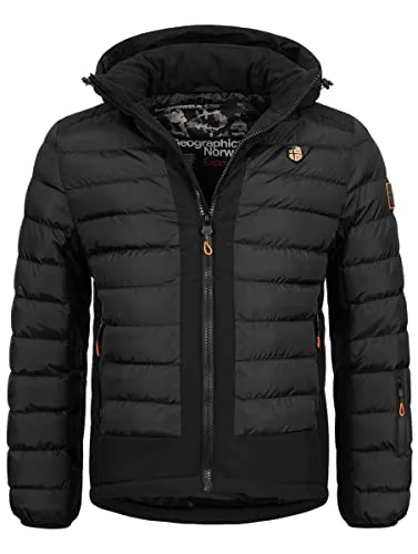 Geographical Norway Winter Jacke Parka Steppjacke mit Kapuze - Schwarz, Größe XL - Funktionsjacken: Leichte, warme Steppjacke mit abnehmbarer Kapuze, wind- und wasserabweisend, ideal für wechselnde Wetterbedingungen.
