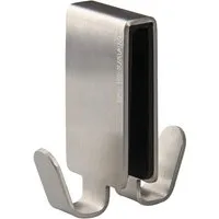 Fackelmann Doppelhaken für Duschwand 61238 - Duschvorhanghaken aus Edelstahl, ideal zum Aufhängen von Handtüchern und Bademänteln, mit rutschfester Kunststoff-Schaumpolsterung für sicheren Halt.