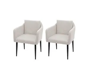 2er-Set Esszimmerstuhl MCW-H93 - Elegante Küchenstühle in creme-beige - Stühle aus hochwertigem Stoff/Textil, ideal für stilvolle Esszimmer. Mit verstellbaren Bodenschonern für perfekten Stand auf jedem Untergrund.
