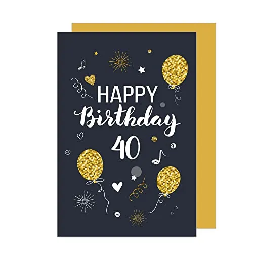 Edition Seidel Premium Glückwunschkarte zum 40. Geburtstag mit Umschlag. Geburtstagskarte Grusskarte Billet Karte Happy Birthday Mann Frau (GZ346-40 SW023)