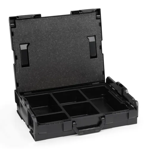 L-Boxx 102 Werkzeugkoffer schwarz mit Deckeleinlage - Praktischer Werkzeugkoffer mit individueller Deckeleinlage und gutem Handling. Aus robustem ABS-Kunststoff gefertigt, ideal für den professionellen Einsatz und vielseitige Aufbewahrung.
