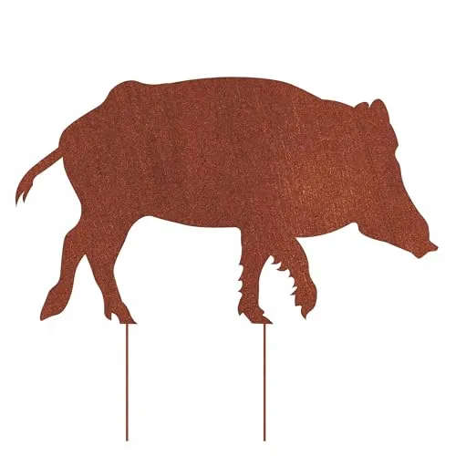 Kapaga - Gartenfigur aus Rost auf Einschlagbeinen - Metall Tierfigur - Edelrost Dekofigur - Tier Figur - Dekoration Gartendeko - Gartendekoration (Schwein - Höhe 46 cm)