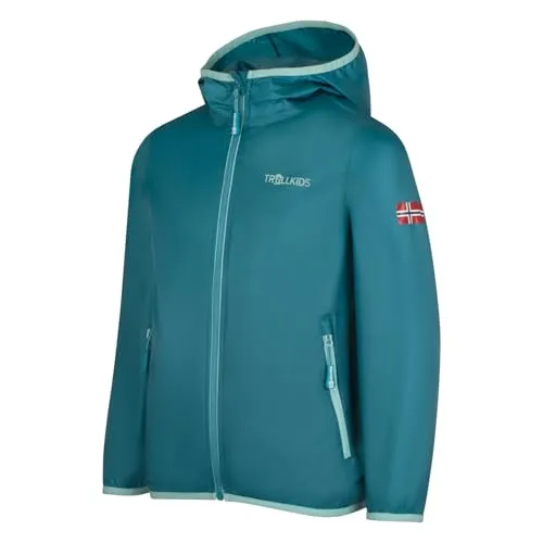 Trollkids Trolltunga Jacke Blau 116 cm - Funktionsjacke für Jungen, 100% wasserdicht mit 5000 mm Wassersäule, leicht und verstaubar in eigener Tasche – ideal für Abenteuer bei jedem Wetter!