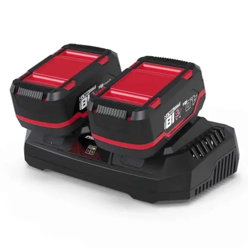 GÜDE Starterset System E3 - Ladegerät + 2 x 18V 4.0 Ah Akkus, intelligentes Battery-Management-System für lange Lebensdauer und schnelle Ladezeiten