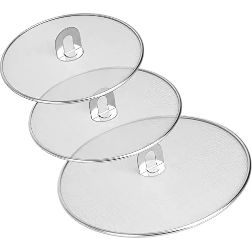 TUFA 3-teiliges Spritzschutz, Multifunktionale Edelstahl Spritzschutzdeckel zum Verhindern von Öl oder Wasserspritzer für Pfannen, 33cm, 29cm, 25cm