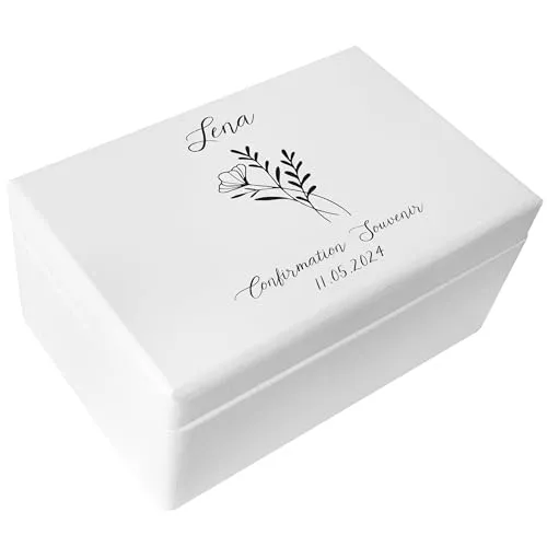 Creative Deco Personalisiertes Geschenk zur Kommunion in weiß von CREATIV DEKO