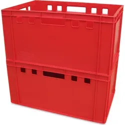 Eurofleischkiste E3 - 2er Set rot - Zubehör für Babyernährung: Doppelpack Eurofleischkisten, stoßfest und stapelbar, ideal für die sichere Aufbewahrung von Lebensmitteln.