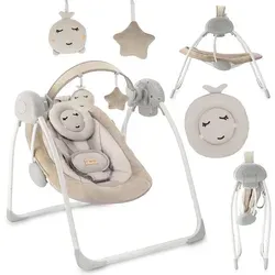 MoMi LISS – Klappbare elektrische Babywippe mit Timer und 5 Geschwindigkeiten