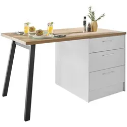 Mid.you Kücheninsel in Weiß und Eiche Artisan