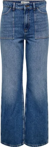 JDY Coole Wide Fit Jeans mit Design Taschen - Damen Jeans in Weite mit hoher Taille, aus 80% Baumwolle und 20% recycelter Baumwolle. Bequeme Passform für Alltag und Freizeit, ideal für stilvolle Looks.