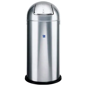 Push-Abfallsammler 2905-36 52L H/Ø 84/37cm silber - Haushaltszubehör mit verchromter Push-Klappe für einfaches Entsorgen und feuerverzinktem Einsatz für hohe Langlebigkeit.