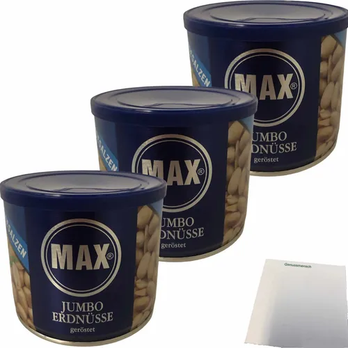 Max Jumbo Erdnüsse geröstet & ungesalzen 3er Pack 3x300g Dose usy Block